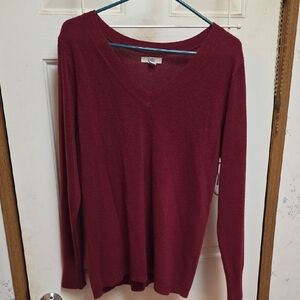 Croft & Barrow Women's V-Neck Sweater - Deep Red